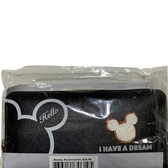 Minnie Mickey Mouse Wristlet Clutch Convertible Wallet Black - Picture 12 of 16